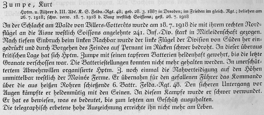 MStHO citation for Hauptmann Kurt Zumpe of FAR 48.