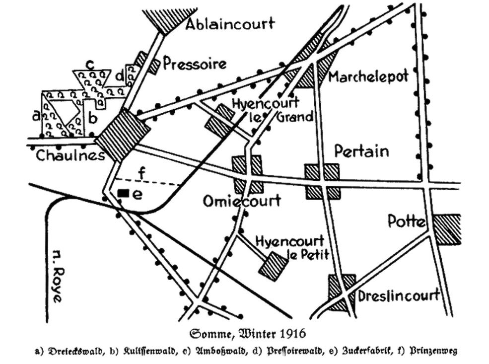 Map of the Chaulnes sector from the published history of FAR 48.