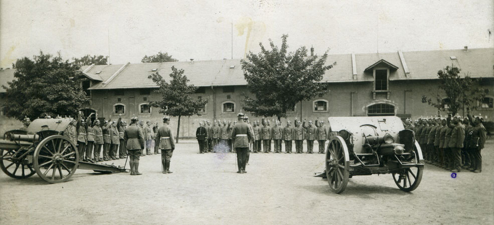 oath-taking ceremony for a fresh batch of replacements in the stable yard of the König-Georg-Kaserne on Sunday 6th June 1915