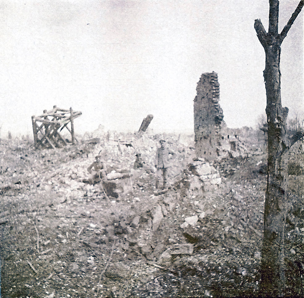 The sad wreckage of the church around March 1916, as seen in Berthelen's album