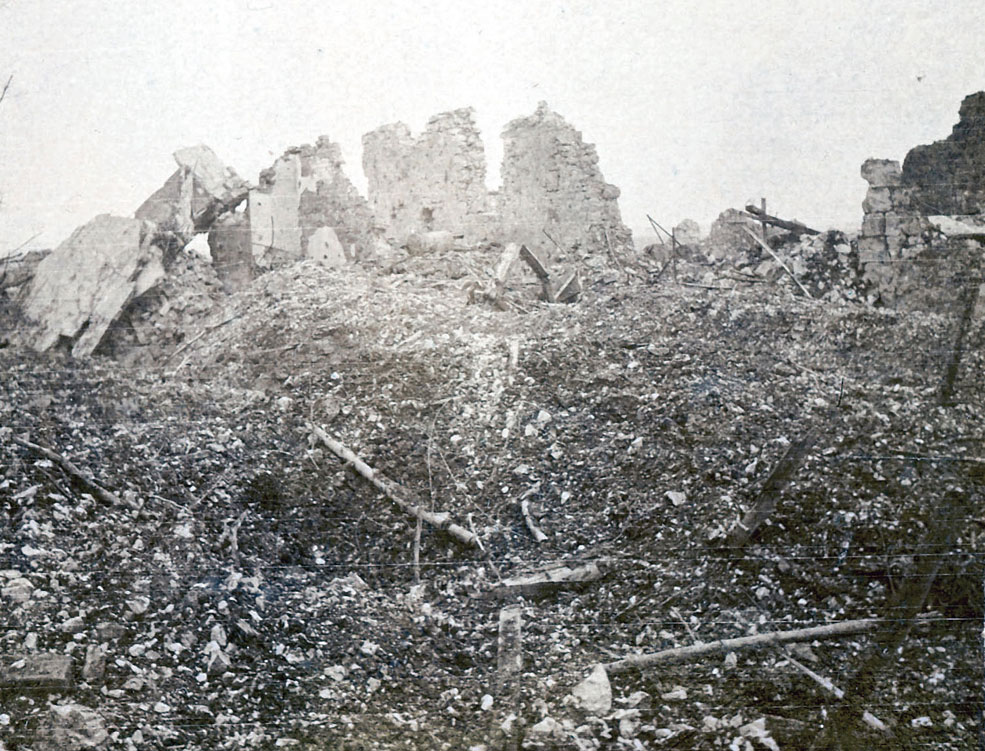 Another photo from Berthelen's album, showing the rubble of the chateau around March 1916