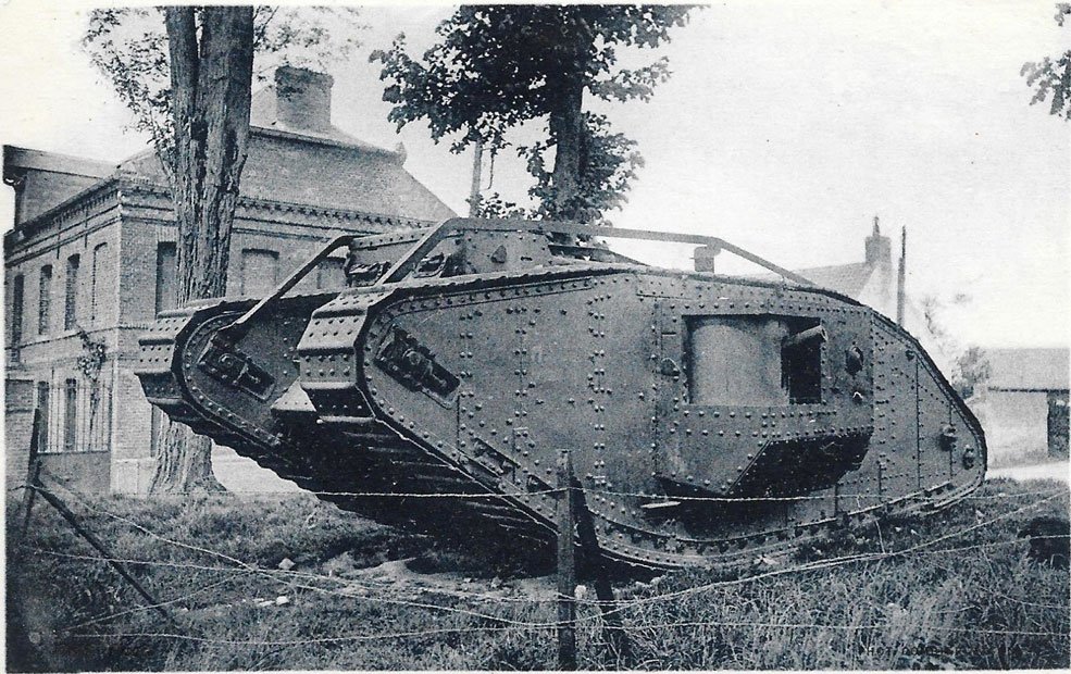 A knocked-out 'male' heavy tank in Montbrehain.