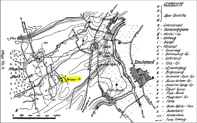 Map from the regimental history of IR 104, identifying the location depicted in Haenel's sketch.